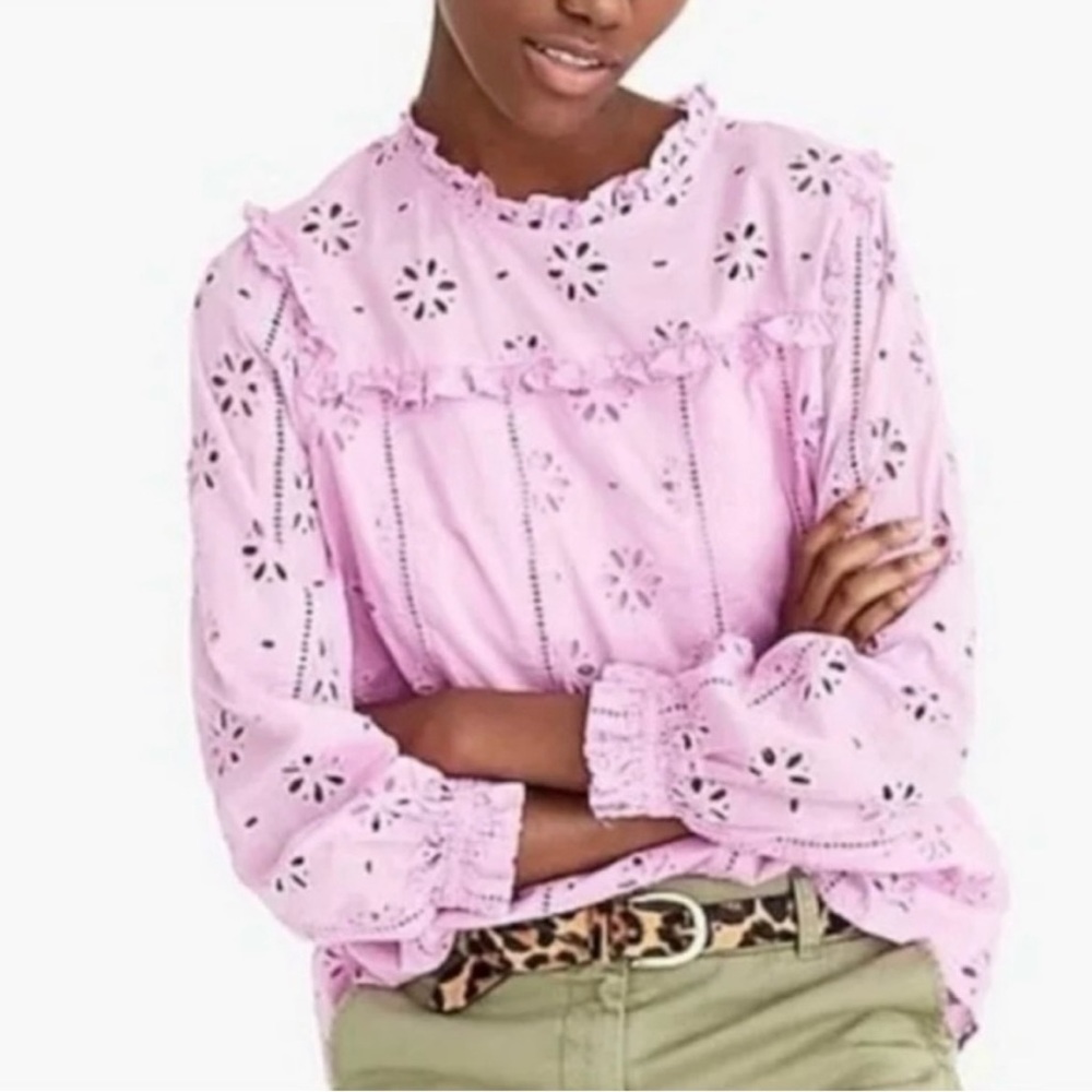 J. Crew Ruffle Eyelet Blouse in Lavender